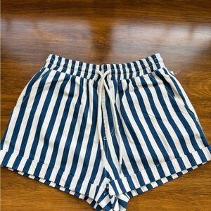 Forever 21 Blue and White Athletic Shorts with Vertical Stripes